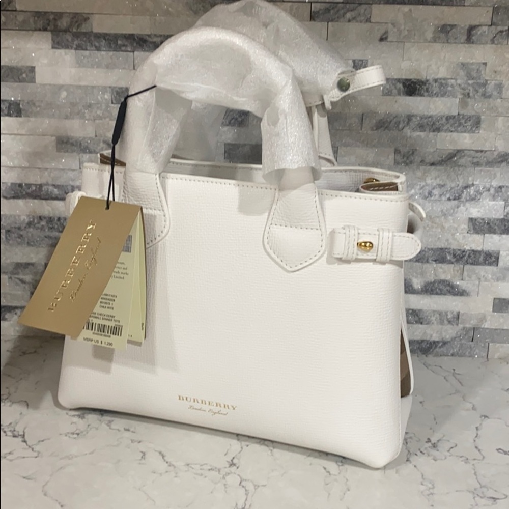 NWT Burberry Small Banner Tote - White